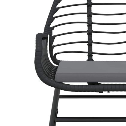 Градински комплект 7 части с възглавници черен полиратан стъкло