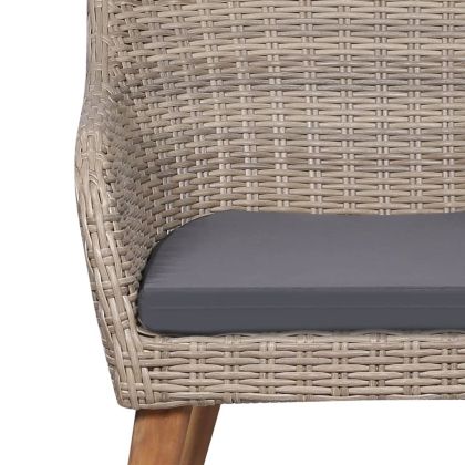 Градински трапезен комплект с възглавници, 5 части, кафяв