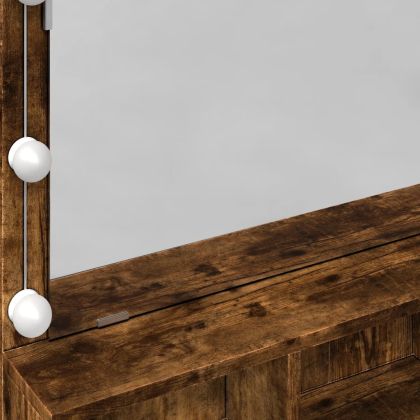 Тоалетка с LED, опушен дъб, 80x41x134,5 см