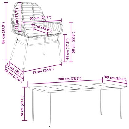 Градински комплект с възглавници 7 части кафяв полиратан стъкло