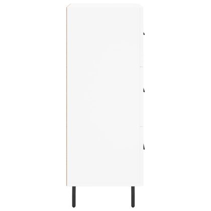Сайдборд, бял, 34,5x34x90 см, инженерно дърво