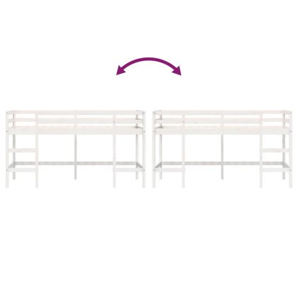 Детско високо легло със стълба, 90x190 см, бор масив