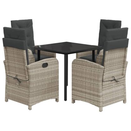 Градински трапезен комплект 5 части с възглавници светлосив