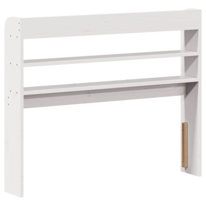 Горна табла с рафтове, бяла, 90 см, масивно дърво бор