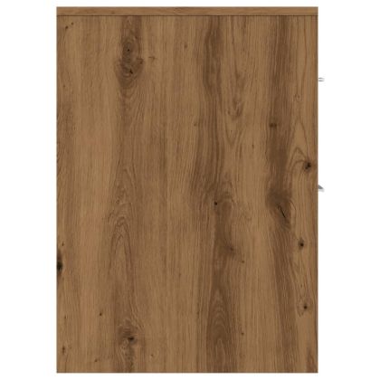 Тесен скрин за баня с колелца, дъб артизан, инженерно дърво