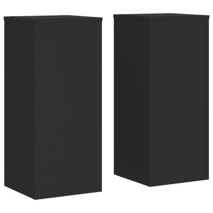 Стойки за растения 2 бр черни 30x30x70 см инженерно дърво