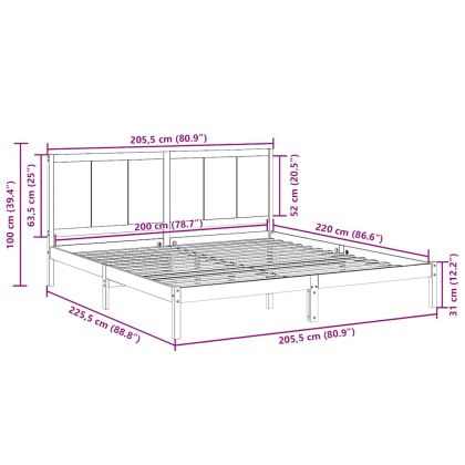 Рамка за легло без матрак, 200x220 см, масивна дървесина