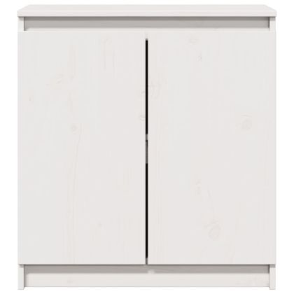 Страничен шкаф бял 60x36x65 см борово дърво масив