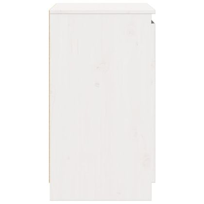 Страничен шкаф бял 60x36x65 см борово дърво масив