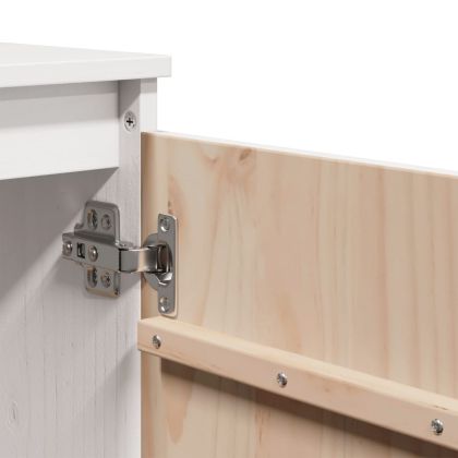 Страничен шкаф бял 60x36x65 см борово дърво масив