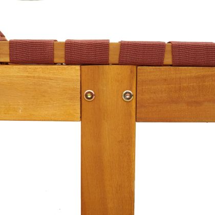 Шезлонги, 2 бр, червено, масивно дърво акация и текстил