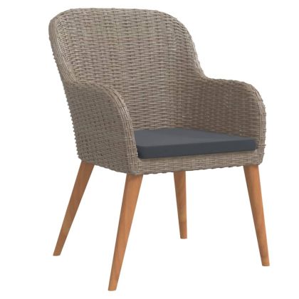 Градински трапезен комплект с възглавници, 5 части, кафяв