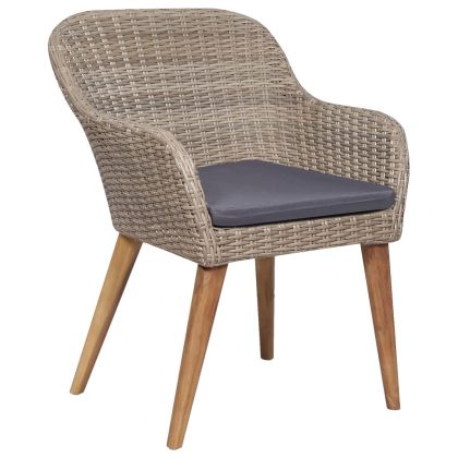 Градински трапезен комплект с възглавници, 5 части, кафяв