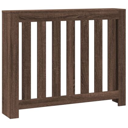 Капак за радиатор, кафяв дъб, 104x20x82 см, инженерно дърво