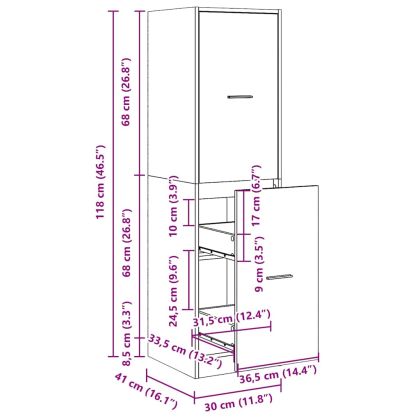 Шкаф органайзер, старо дърво, 30x41x118 см, инженерно дърво
