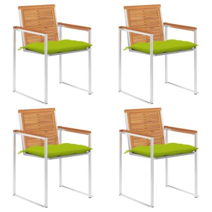 Градински столове 4 бр с възглавници масивно акациево дърво