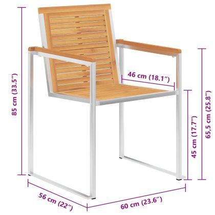 Градински столове, 8 бр, с възглавници, тиково дърво масив