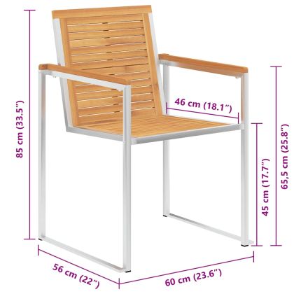 Градински столове 8 бр с възглавници тиково дърво масив