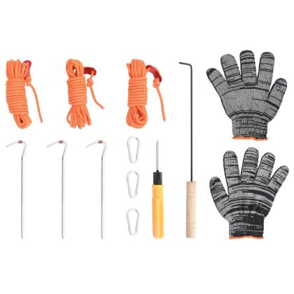 Печка за палатка на дърва комин и сгъваеми крака черна стомана