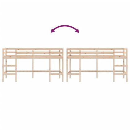 Детско високо легло със стълба, 80x200 см, бор масив