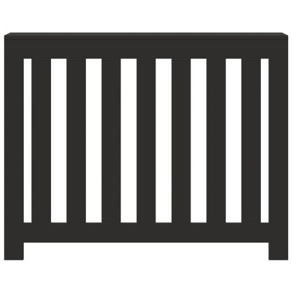 Капак за радиатор, черен, 104x20x82 см, инженерно дърво