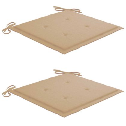 Градински столове с възглавници, 2 бр, тик масив и стомана