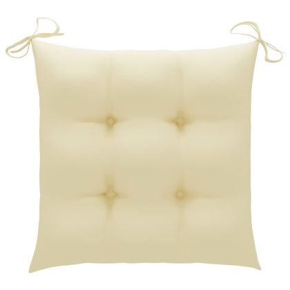 Градински столове с възглавници, 2 бр, тик масив и стомана