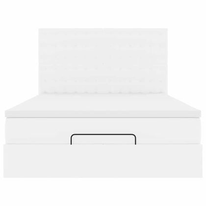 Османска легло с матрак, бяло, 140x200 см, изкуствена кожа