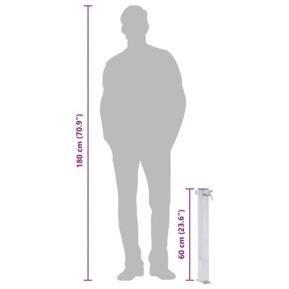 Градинска чешма, 60 см, неръждаема стомана, квадратна колона