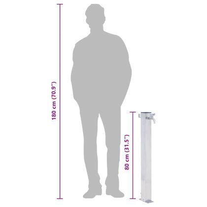 Градинска чешма, 80 см, неръждаема стомана, квадратна колона