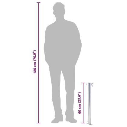 Градинска чешма, 60 см, неръждаема стомана, кръгла колона