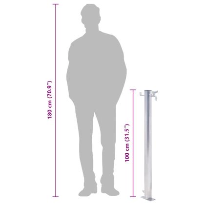 Градинска чешма, 100 см, неръждаема стомана, кръгла колона