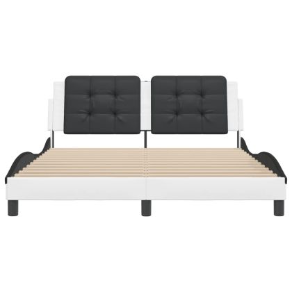 Рамка за легло без матрак Zadar, бяла, черна, 160x200см, изкуствена кожа