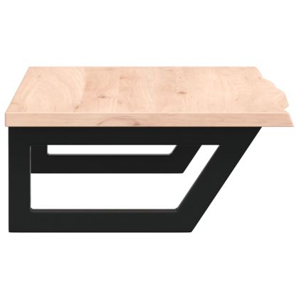 Стенен рафт за мивка, стомана и масивно дърво дъб