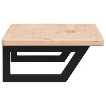 Стенен рафт за мивка, стомана и масивно дърво дъб