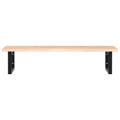 Стенен рафт за мивка, стомана и масивно дърво дъб