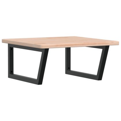 Стенен рафт за мивка, стомана и масивно дърво дъб