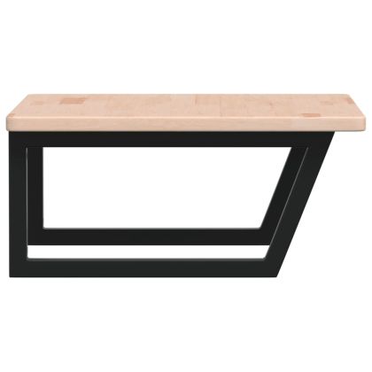 Стенен рафт за мивка, стомана и масивно дърво дъб