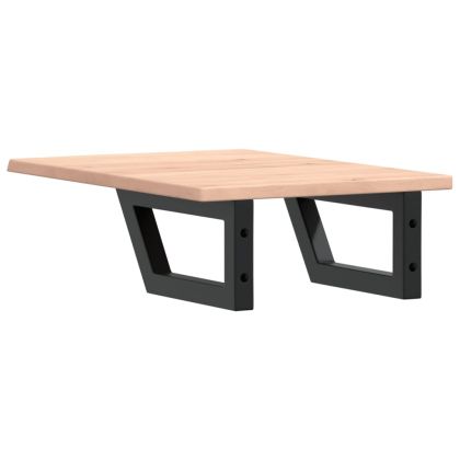 Стенен рафт за мивка, стомана и масивно дърво дъб