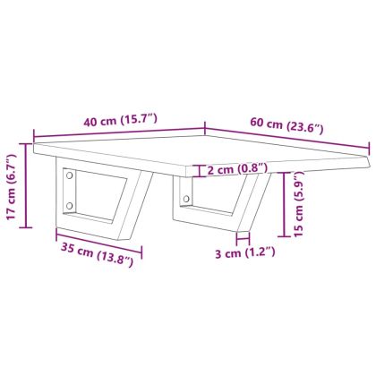 Стенен рафт за мивка, стомана и масивно дърво дъб