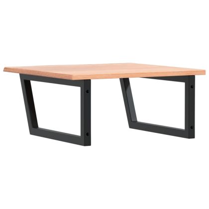 Стенен рафт за мивка, стомана и масивно дърво дъб