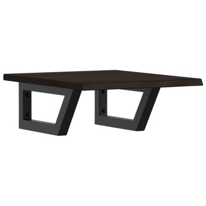 Стенен рафт за мивка, стомана и масивно дърво дъб