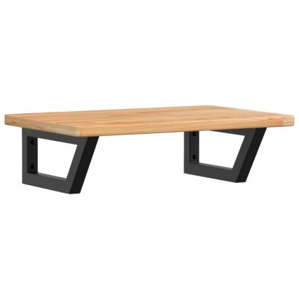 Стенен рафт за мивка, стомана и масивно дърво дъб