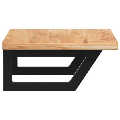 Стенен рафт за мивка, стомана и масивно дърво дъб