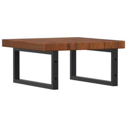 Стенен рафт за мивка, стомана и масивно дърво дъб