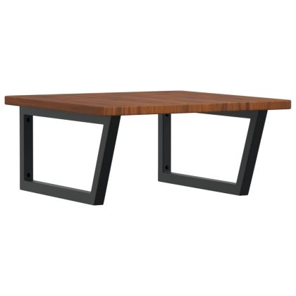 Стенен рафт за мивка, стомана и масивно дърво дъб