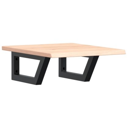 Стенен рафт за мивка, стомана и масивно дърво дъб