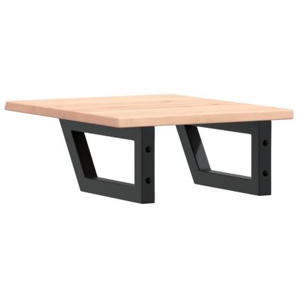 Стенен рафт за мивка, стомана и масивно дърво дъб