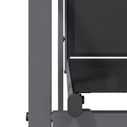 Градински трапезен комплект 9 части черен текстилен и стомана