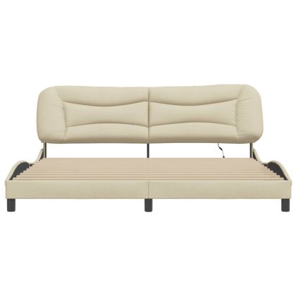 Рамка за легло с LED без матрак Hvar, кремава, 200x200 см, плат